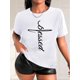 thumbnail image 1 of Playera estampada para mujer, divertida e inspiradora, novedosa, informal, de manga cortaBlessed Letter Print Crew Neck Sports Tee, Versatile Short Sleeves Casual Running Top, Women's ActivewearFath, 1 of 8