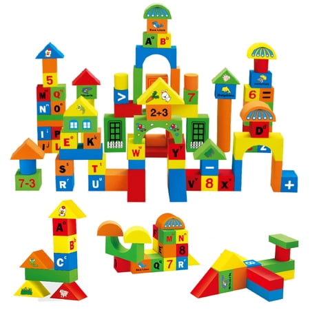 Foam Building Blocks – 108 Piece Classic Building Blocks STEM Toy Building Bricks Set Gift Playset for Toddlers Includes Large  Soft  Stackable Blocks in Variety of Colors  Shapes & Size