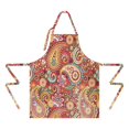 thumbnail image 2 of Red Pioneer Flower and Paisley Pattern Apron-Garden Aprons for Women with Pockets-Cotton Linen Waterproof Kitchen Cooking Gardening Aprons Adjustable for Kitchen,Cooking,BBQ and Salon 33x27 Inch, 2 of 7