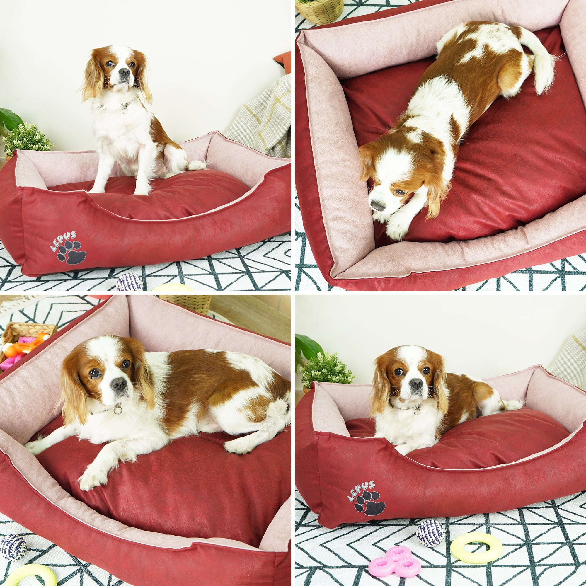 SUSSEXHOME Pets 23.5 x 17.3 x 7 Inches Washable Dog Bed for Medium Dogs - Durable Waterproof Sofa Dog Bed with Sides - (BROWN)
