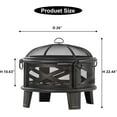 thumbnail image 2 of Breezz 26 Inch Wood Burning Fire Pit with Cooking Grill and Spark Screen, Outdoor Metal Round Firepit for Patio, Backyard, Bonfire Party, Camping, 2 of 15