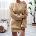 thumbnail image 2 of Uuszgmr Holiday Dresses For Women Female'S Sweater Long Sleeve Off The Shoulder Casual Solid Color Knitted Holiday Winter Loose Pullover Jumper Tops Size:One- Size, 2 of 7