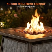 BALI OUTDOORS 28 Gas Fire Pit Table with Metal Lid and Lava Rocks, 50,000 BTU / Gray