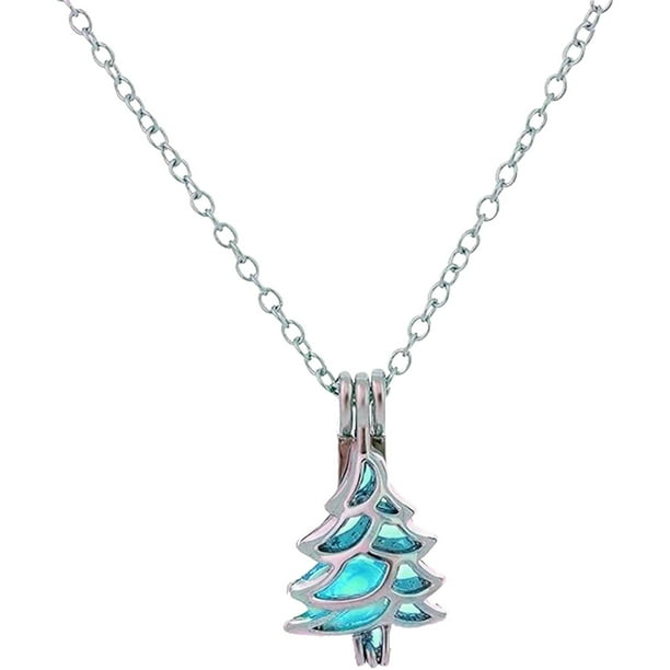 2 Collares Con Árbol De Navidad Para Mujeres Y Niñas Colgante Luminoso Con Árbol De Navidad De Cristal Para San Valentín Collares Joyas Navideñas Regalos Para Mujeres