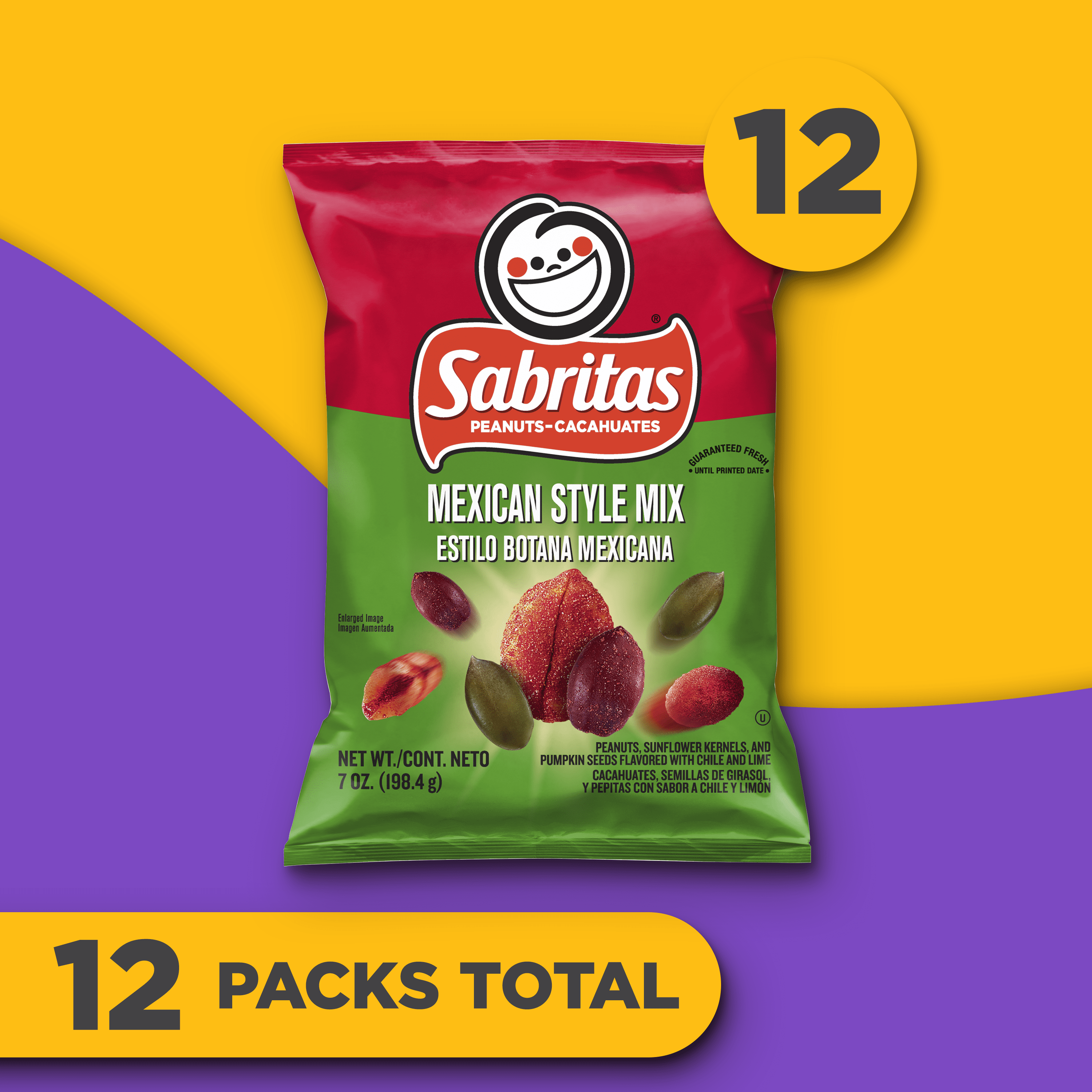 (12 pack) Sabritas Snacks Mexican Style Mix Chile and Lime, 7 oz Bag