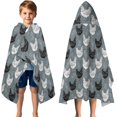 thumbnail image 3 of Rooster and Foliage Grey Pattern Hooded Bath Towel Wrap for Teens Ages 3 To 12, Soft Lightweight Quick Dry Microfiber Bath Beach Pool, 50"x30", 3 of 6