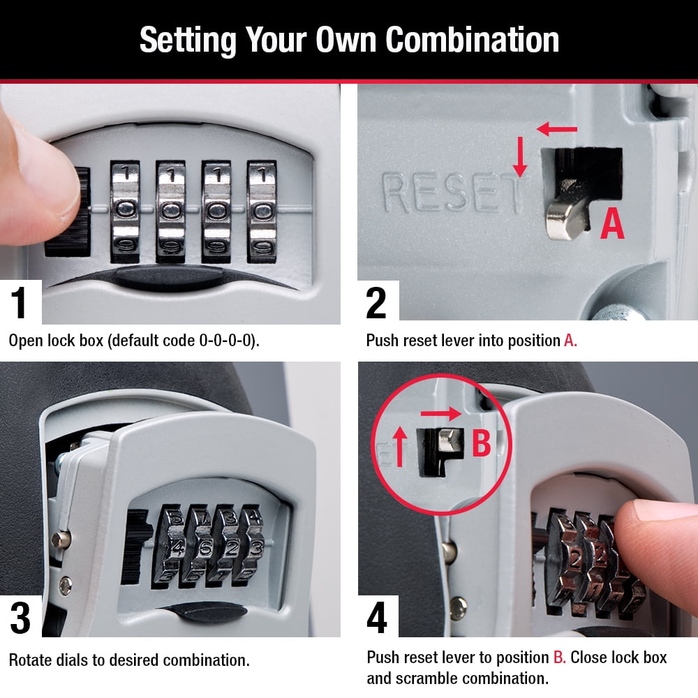 Master Lock 5400D Combination Portable Lock Box 5 Key Capacity Set Your Own Code