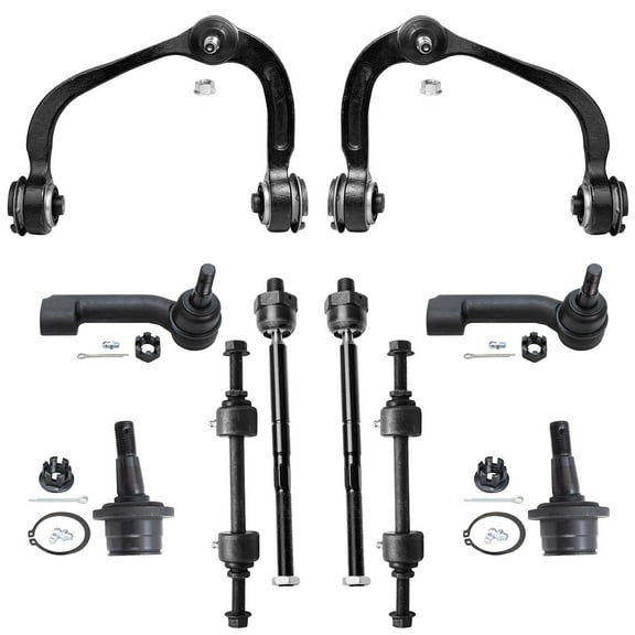 Detroit Axle - 4WD Front End 10pc Suspension Kit for 2009-2014 Ford F-150 2 Upper Control Arms w/Ball Joints 2 Sway Bar Links 4 Tie Rods 2 Lower Ball Joints 2010 2011 2012 2013 Replacement