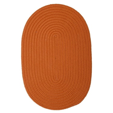 Colonial Mills 2' x 4' Tangerine Orange Solid All Purpose Handcrafted Reversible Oval Outdoor Area