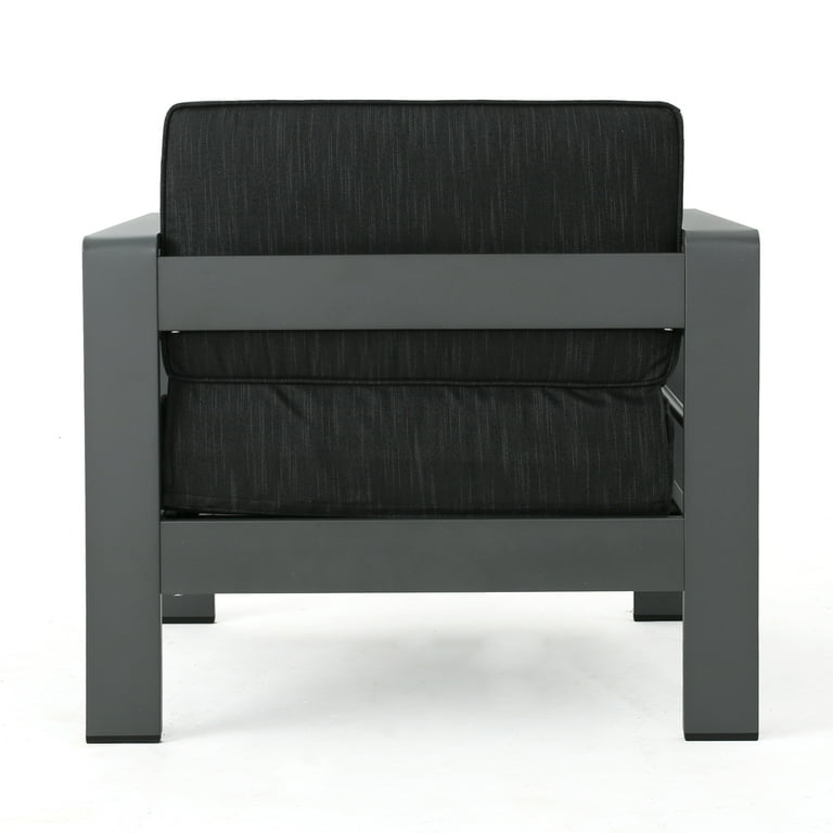 Noble House Cape Coral Outdoor Grey Aluminum Pc Chat Set w/ Grey