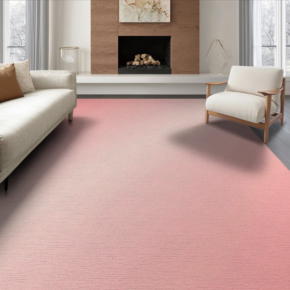 ODIKA 8'x10' Washable Area Rug Durable, Non-Slip Shaggy Look Minimalist Subtle Tonal Ombre Gradient Pink Solid Refined Structured for Living Room, Under Sectional, Family