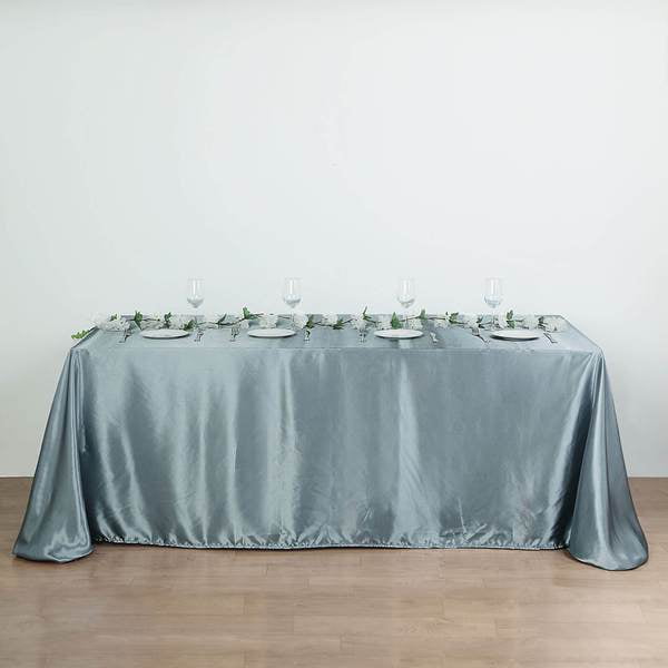 90x156 in Satin Seamless Rectangle Tablecloth Wedding Party Banquet Rest. 