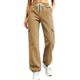 thumbnail image 2 of Lopecy-Sta Pants for Women Cargo Jogger Pants Elastic Drawstring Waist Multi Pockets Loose Fit Street Style Athletic Trousers for Spring Fall, 2 of 7