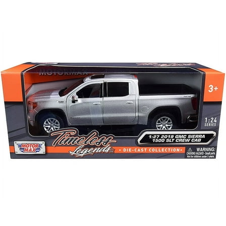 2019 GMC Sierra 1500 SLT Crew Cab Pickup Truck Silver Metallic 1/24-1/27 Diecast Model Car by Motormax