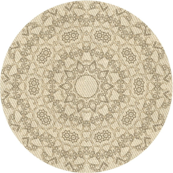 Ahgly Company Machine Washable Indoor Round Transitional Peru Brown Area Rugs, 6' Round