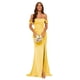 thumbnail image 1 of Vestido de dama de honor Clothfun de satén con hombros descubiertos, amarillo, talla 6, 1 of 6