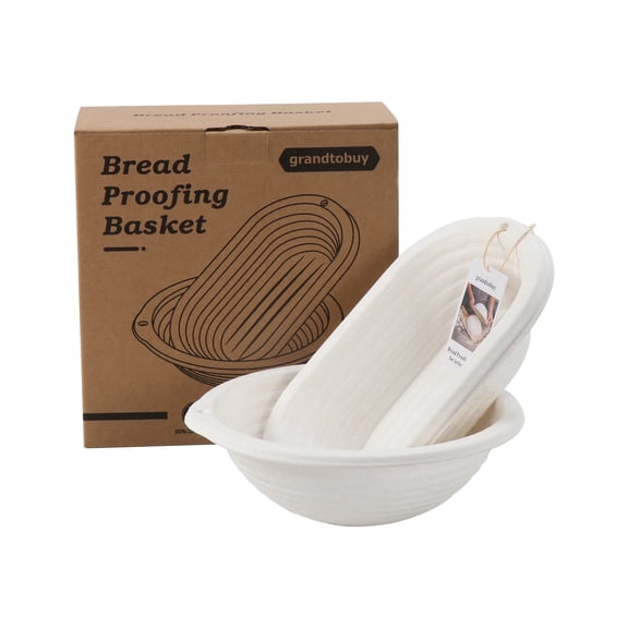 Round and Oval Sourdough Banneton Bread Proofing Basket 2-Pack with Liners