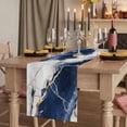 thumbnail image 2 of Marble Navy Blue Table Runner 120 Inches Long,Abstract Gold White Brick Stone Motif Cotton Linen Table Runners Dresser Scarves,Decorative Tabletop Scarf Furniture Cover for Home Dinner Party 13"x120", 2 of 8