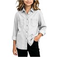 thumbnail image 4 of StSilkitty Kids Denim Shirt Jacket Long Sleeve Collared Button down Shacket with Pocket Fall Lightweight Fashion Coats Size 5-15, 4 of 8