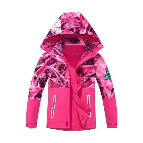 EnJoCho Girls Rain Jacket Lightweight Waterproof Hooded Cotton Lined Raincoat Windbreaker for Kids Size 4-12 Years