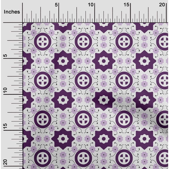 oneOone Cotton Jersey Purple Fabric Geometric Block Sewing Material Print Fabric By The Yard 58 Inch Wide