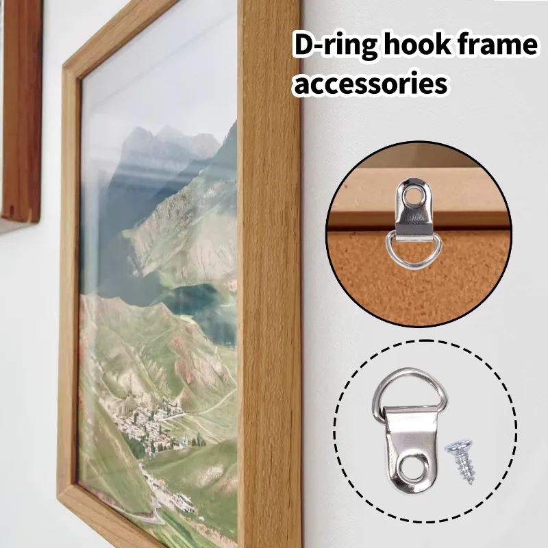 Picture Frame Hangers with Screws, Metal D-Ring Hanging Buckles for Photo Frames, Mirrors, Wall Art and Furniture Mounting Hardware