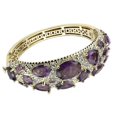 thumbnail image 1 of Women Gold Brass Bangle with Synthetic in Amethyst - 6.75 in., 1 of 1