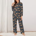 thumbnail image 2 of Honeii Reindeer print Women's Pajama Sets Long Sleeve Button Down Sleepwear Nightwear Soft Pjs Lounge Sets-XX-Large, 2 of 7