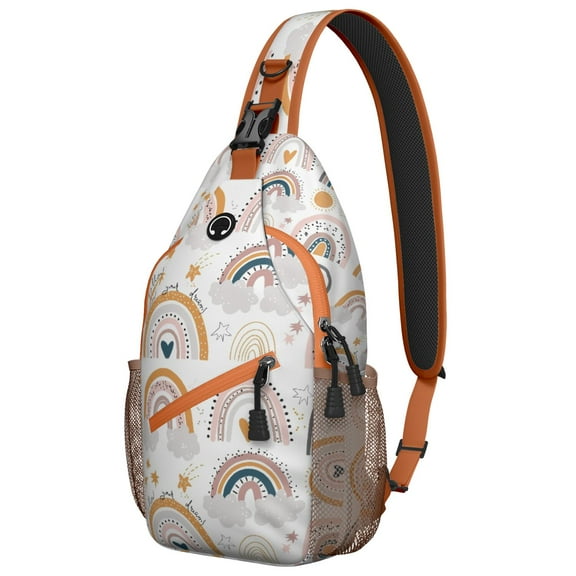 Hippie Retro Style Sling Bag Colorful Crossbody Chest Bag for Hiking & Urban Use Artistic & Versatile Wear