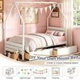 thumbnail image 6 of Bellemave Twin Size Montessori Bed with Storage Drawers, Wooden House Bed with Headboard, Twin Platform Bed Frame with Roof for Kids, No Box Spring Needed, White, 6 of 10
