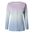 thumbnail image 4 of Tittly Basic Tees T Shirts for Women Women's Fashion Round Neck Casual Gradient Color Long Sleeve Top T Shirt Womens Long Sleeve Tops Tshirts Shirts Grey L, 4 of 4
