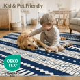 thumbnail image 4 of ODIKA 8'x10' Navy Cream Geometric Stripe Design Washable Area Rug Intricate Diagonal with Zigzags for Dining Room, Large Office, Lounge, Non-Slip Chair-Friendly Mat, 4 of 7