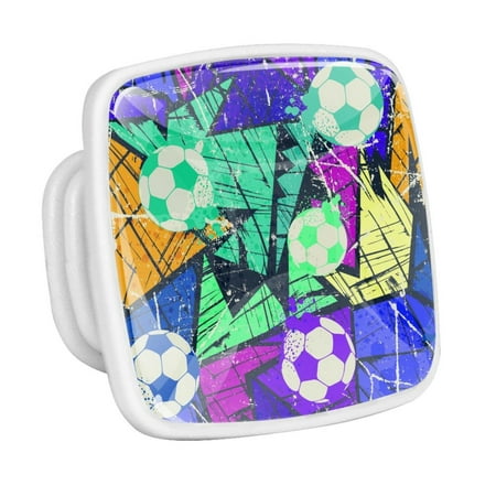 

4PCS Square Cabinet Fluorescence Knob Glowing in the Dark Furniture Drawer Pulls Handle with Screws Football Doodle