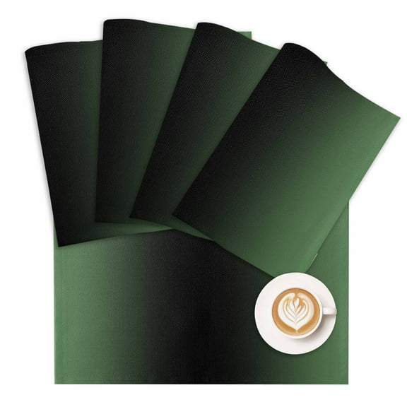 Placemat Ombre Dark Green Black Placemats for Dining Table Gradient Color Washable Table Mats for Party Kitchen Dining Decoration