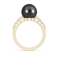 thumbnail image 2 of ANGARA Tahitian Cultured Pearl Ring with Graduated Diamonds in 14K Yellow Gold for Women | June Birthstone, Birthday, Anniversary, Jewelry Gift for Women | Pearl Ring, 2 of 9