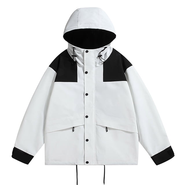 LOVZFMLL Jackets for Men's New Style Zipper Opening Upper Outer Garment Hooded Long-Sleeved Windproof Coat