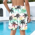thumbnail image 6 of Hipsteret Boys' Quick-Dry Swim Shorts with Palm Tree Print, Athletic Board Shorts for Beach, 5" Inseam with Elastic Waist, Polyester Spandex,Size 12-13T, 6 of 8