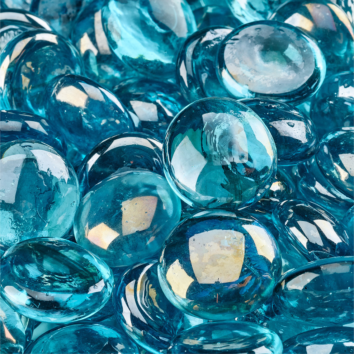 Tahitian Blue Fire Pit Glass Beads 3/4", SemiReflective, 10 lbs