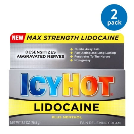(2 Pack) Icy Hot Max Strength Lidocaine Pain Relieving Cream, 2.7