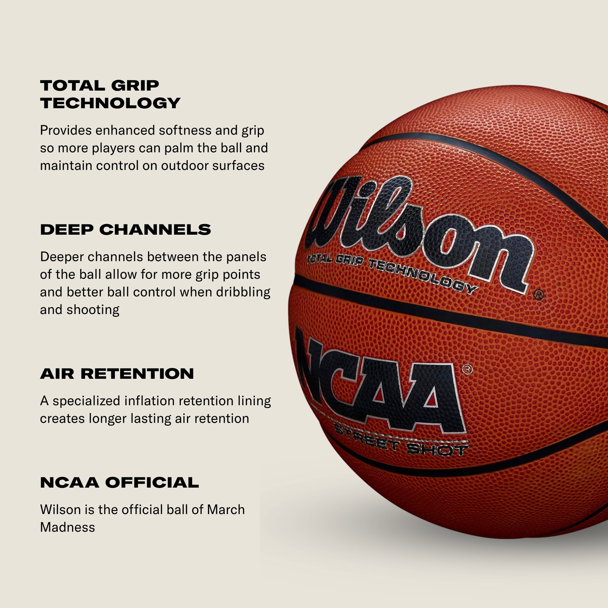 Wilson NCAA Street Shot Outdoor Basketball - Brown, Size 7 - 29.5"