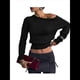 thumbnail image 2 of Suéter Corto de Larga con Hombros Descubiertos para Mujer, Moderno Jersey de Punto Acanalado Suave con Cuello . Negro L, 2 of 10