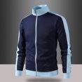 thumbnail image 2 of HBGVBA Men's Track Jacket, Stand Collar Full‑Zip Color Blocked Sport Coat, Contrast Stripe Ribbed Cuff Outerwear for Gym Running Daily Casual Wear, 2 of 6