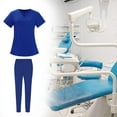 thumbnail image 2 of Nursing Scrub Set Lightweight Workwear Scrubs for Nurse Yoga Jogger Doctors Bright Blue Color M, 2 of 9