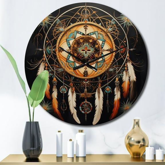 Designart "Symbolic Journey Dream Catcher painting I" Landscapes Oversized Wall Clock