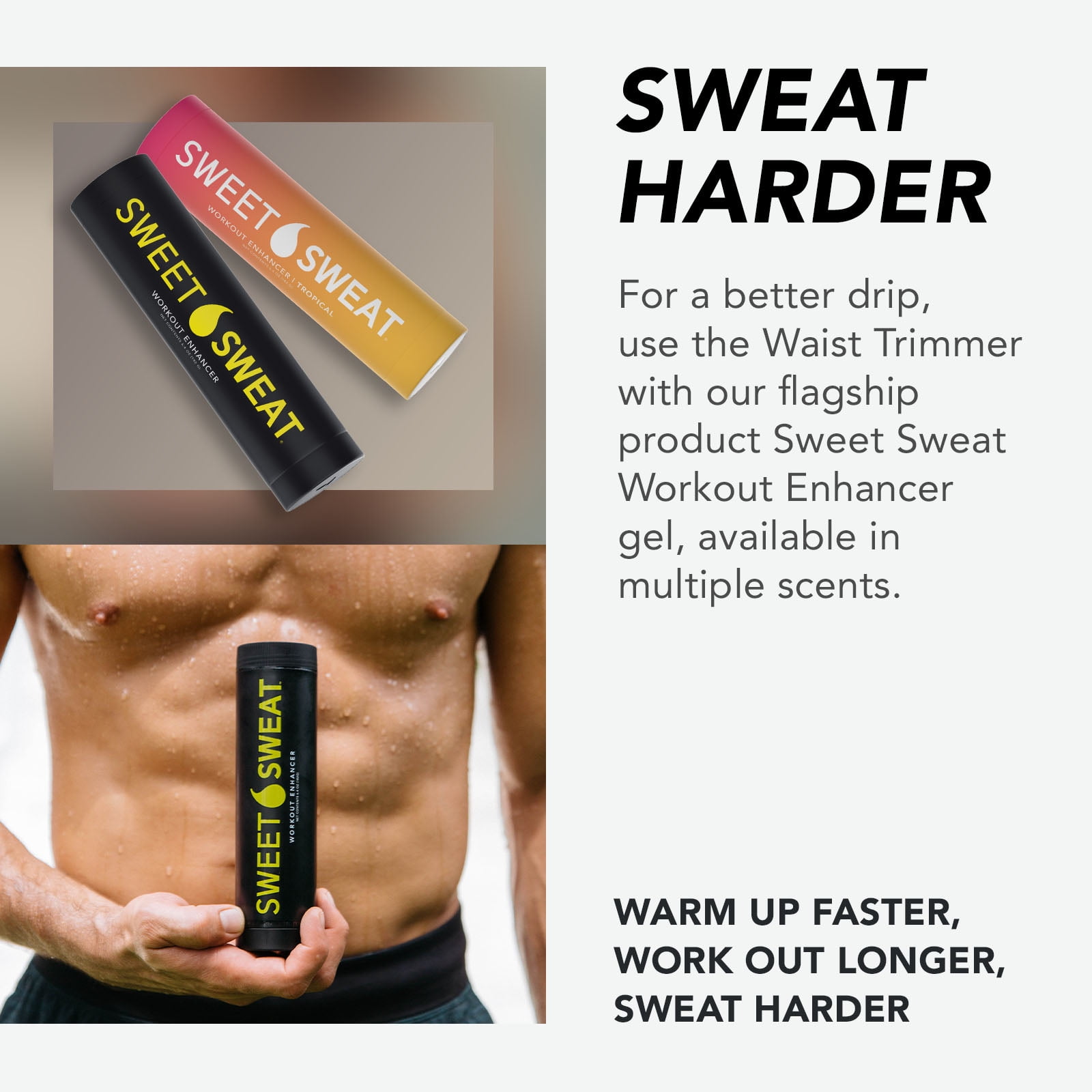  Sweet Sweat Waist Trimmer 'Xtra-Coverage' Belt  Premium Waist  Trainer with more Torso Coverage for a Better Sweat! (Small) Black : Sports  & Outdoors