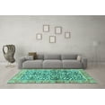 thumbnail image 3 of Ahgly Company Machine Washable Indoor Rectangle Oriental Turquoise Blue Traditional Area Rugs, 8' x 12', 3 of 4