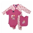 thumbnail image 1 of Conjunto 725 Baby Niña Talla 12 Meses Pañalero Mameluco y Babero Arcoíris Rosa 3 Piezas, 1 of 3
