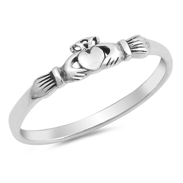 Sac Silver Claddagh Heart Friendship Promise Ring New .925 Sterling