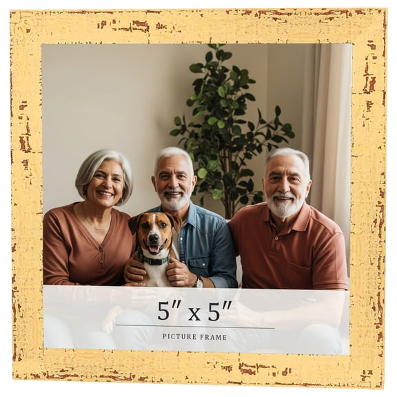 5x5 In Frame Yellow Real Wood Picture Frame Width 1.25 inches | Interior Frame Depth 0.5 inches |