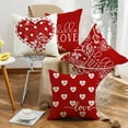 thumbnail image 5 of Valentines Day Pillow Covers 16 x 16 Inch Set of 4 Big Red Polka Dot Heart Small Hearts Pattern Valentine Throw Pillows Decorative Cushion Cases Valentines Decor, 5 of 6